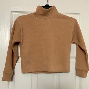 NWT Gb girls camel color mock turtle neck long sleeve ribbed top